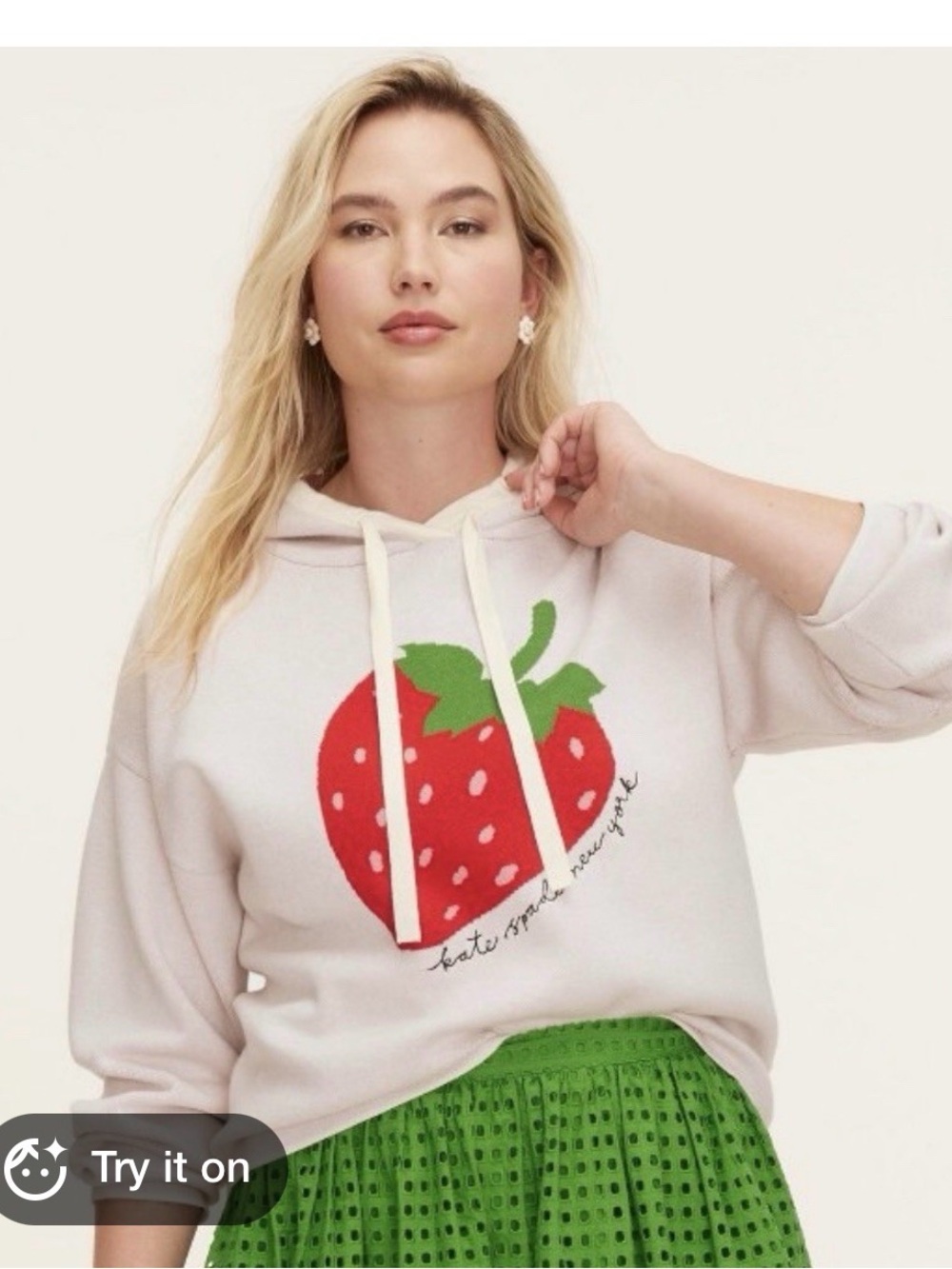 kate spade Cream Hoodie with Strawberry Motif